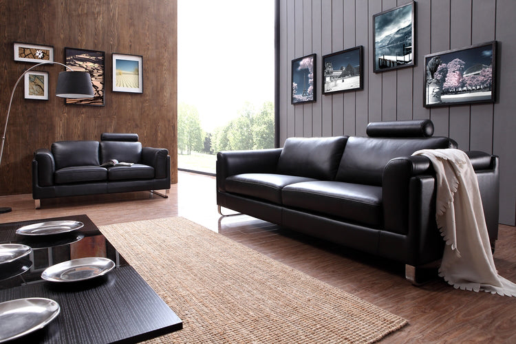 Divani Casa 0875 Modern Black Leather Sofa Set