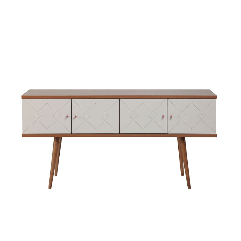 Trinity 59.84" Mid- Century Modern Sideboard with Solid Wood Legs in Off White and Maple Cream