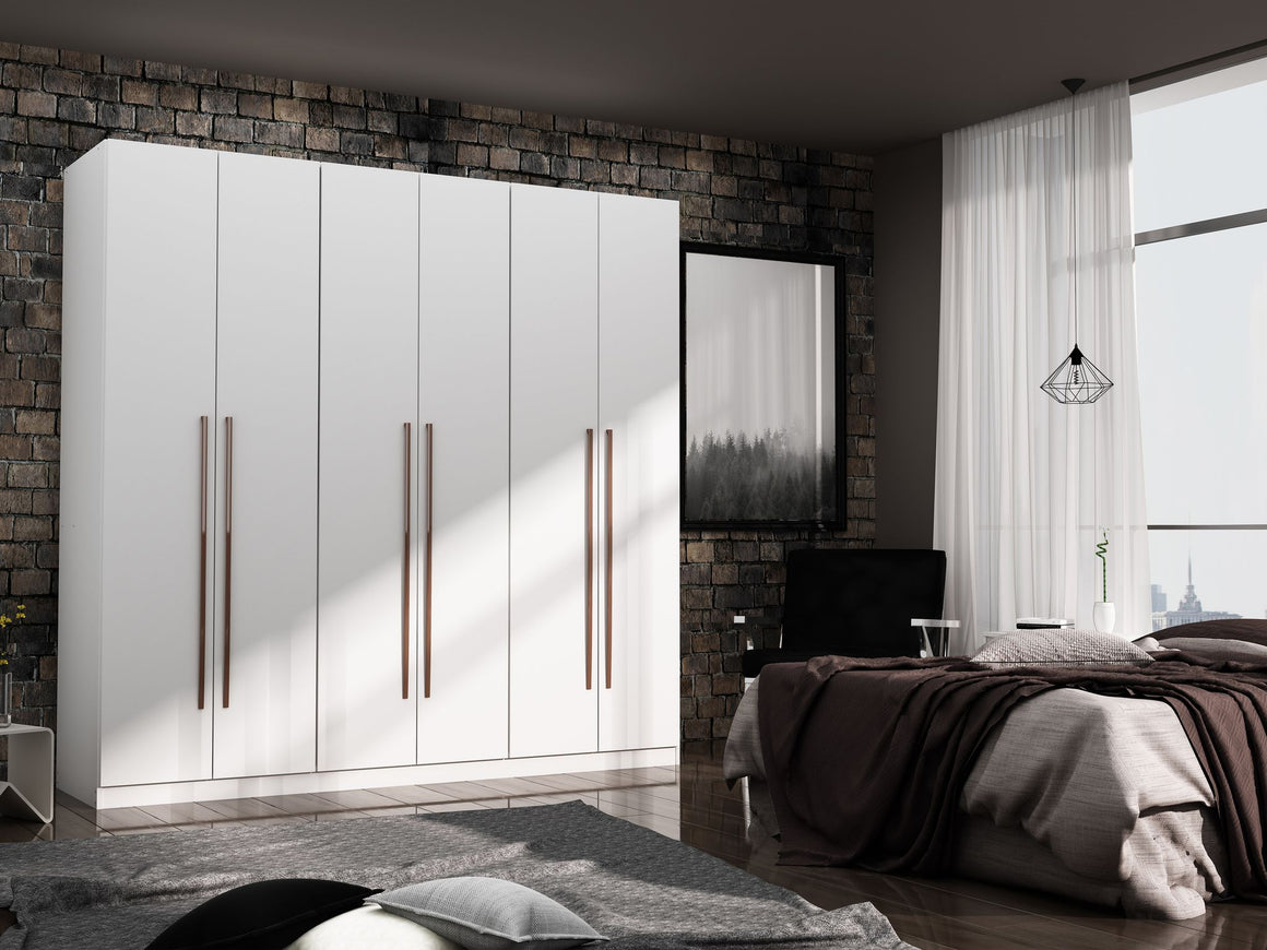 Gramercy Modern Freestanding Wardrobe Armoire Closet in White