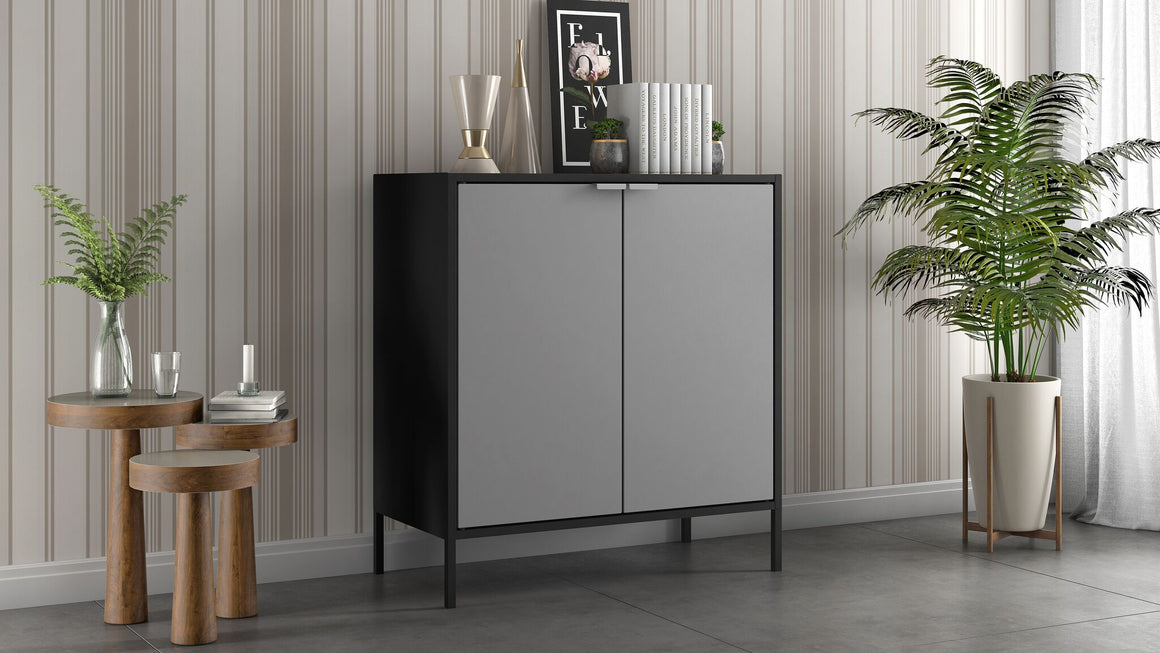 Smart Double Wide 29.92" High Cabinet in Black and Grey