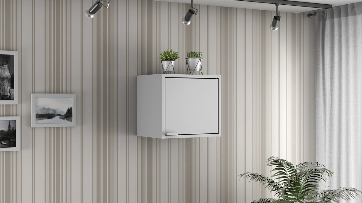 Smart Floating Cube Cabinet in White