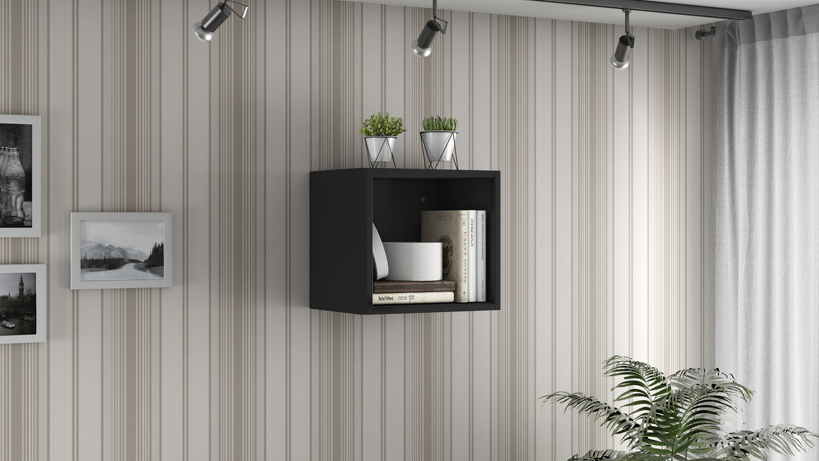 Smart Floating Cube Display Shelf in Black