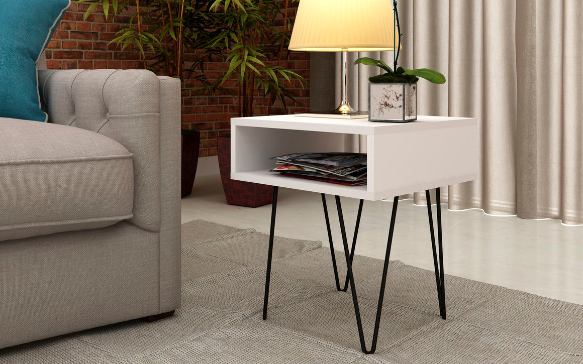 Mid-Century - Modern Nolita 14.96" End Table with 1 Cubby in White