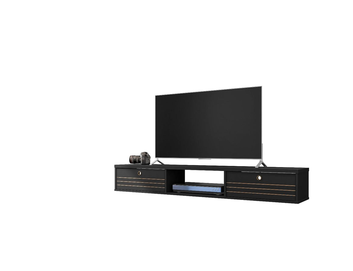Liberty 62.99 Mid-Century Modern Floating Entertainment Center with 3 Shelves in Black