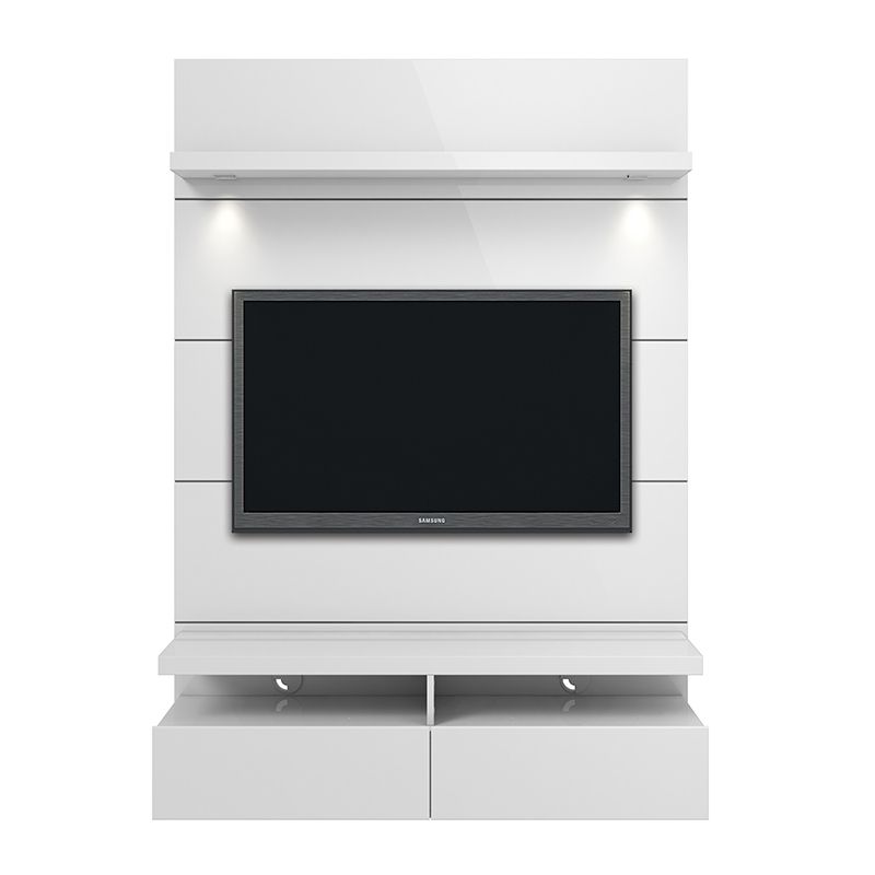 Cabrini 1.2 Floating Wall Theater Entertainment Center in White Gloss