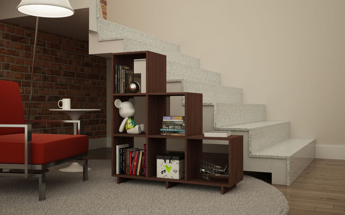 Cascavel Stair Cubbies with 6 shelves in Nut Brown