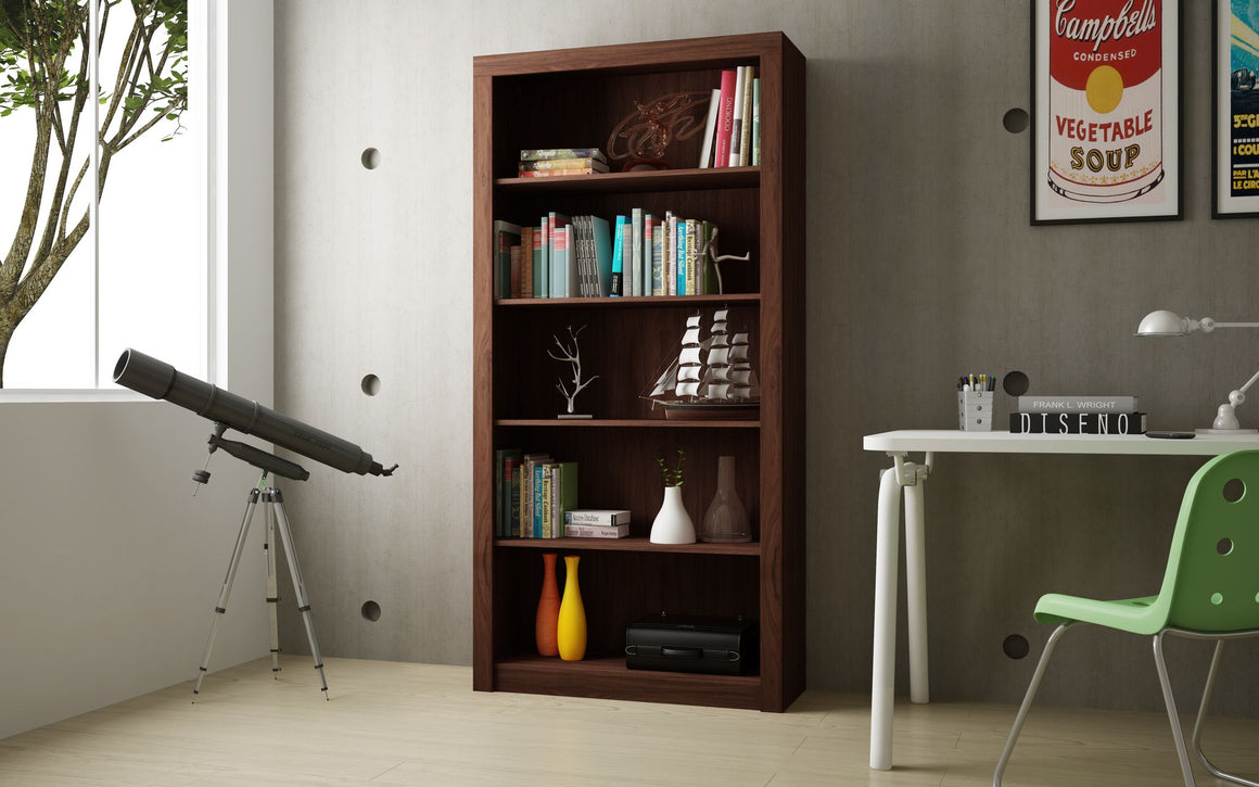 Olinda Bookcase 1.0 with 5 shelves in Nut Brown
