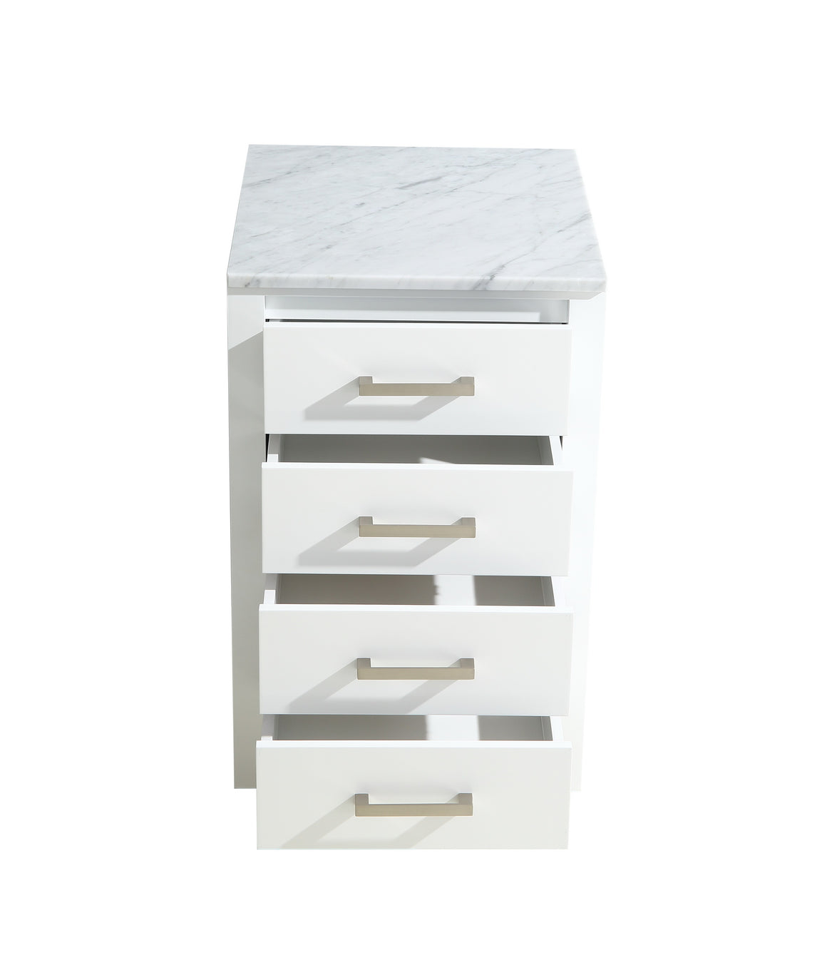 Jacques 20" Side Cabinet in White, White Carrara Marble Top