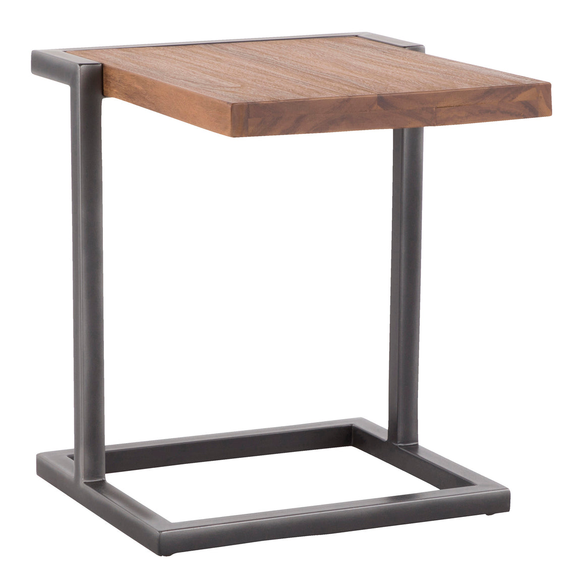 Java Industrial Side Table in Antique Metal and Teak Wood by LumiSource
