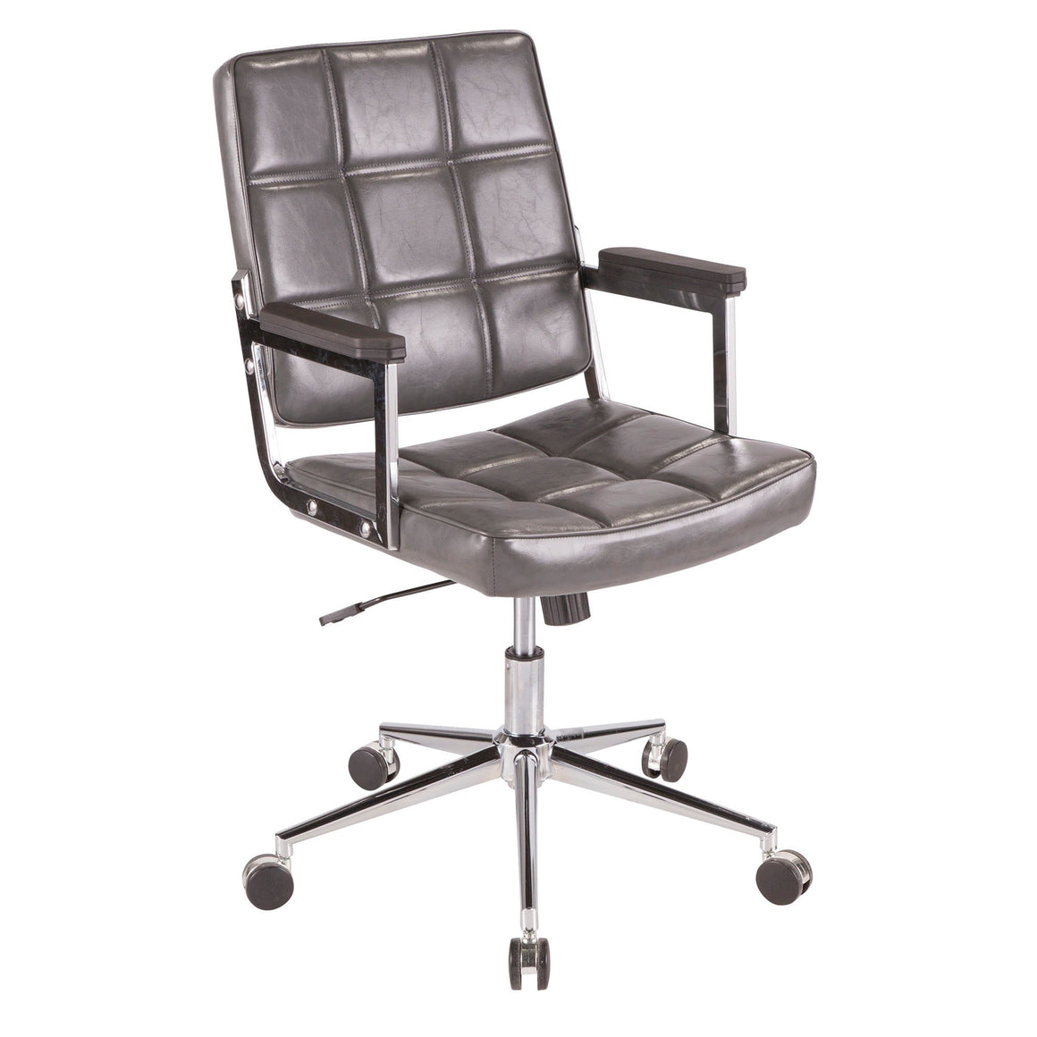 Bureau Contemporary Office Chair with Chrome Metal and Grey Faux Leather by LumiSource