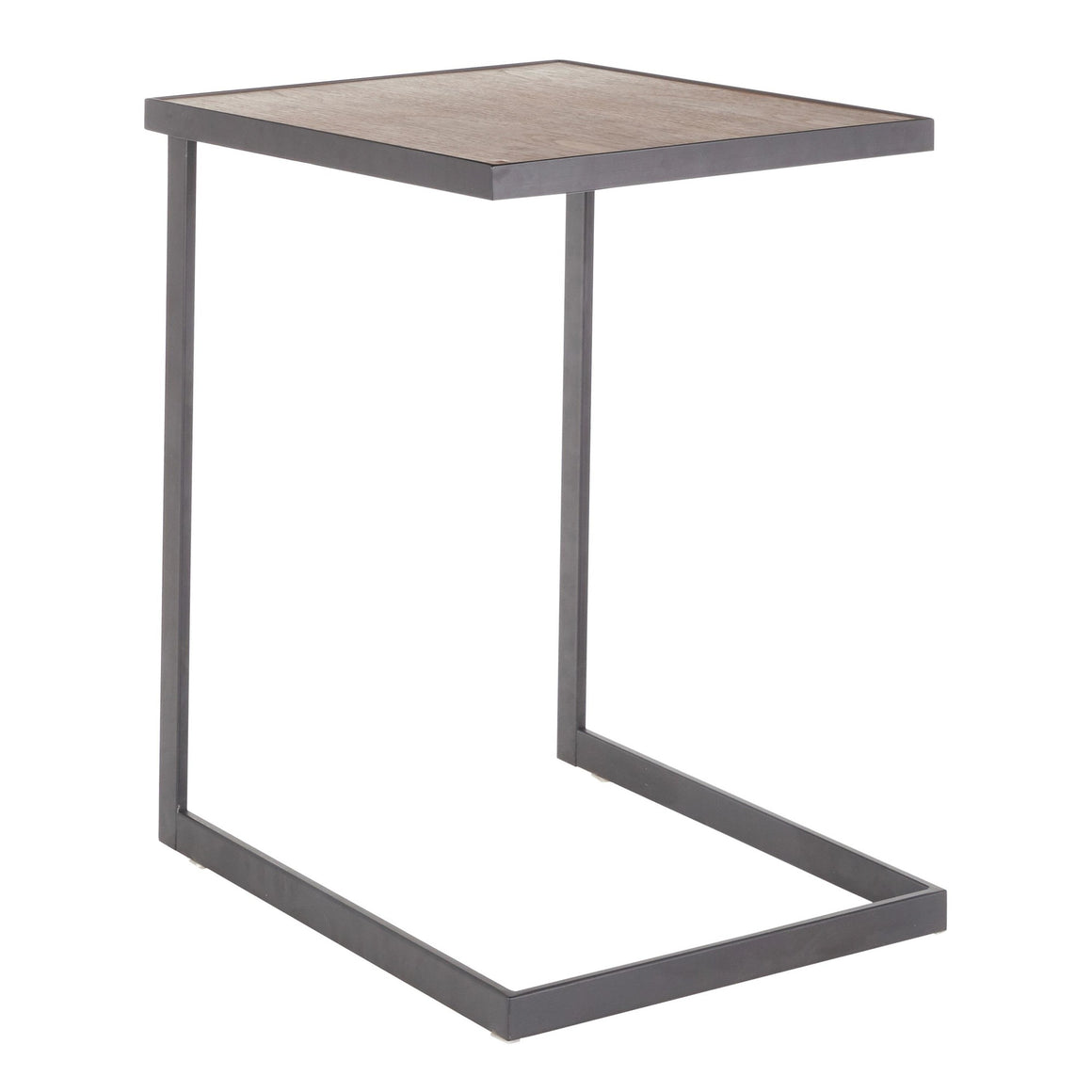 Industrial Zenn End Table in Black Metal and Walnut Wood by LumiSource