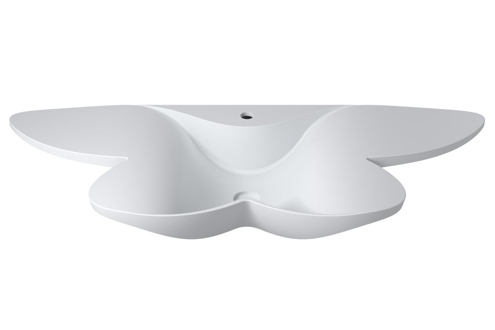53"POLYSTONE BUTTERFLY STYLE WALL MOUNTED SINK IN MATTE WHITE FINISH