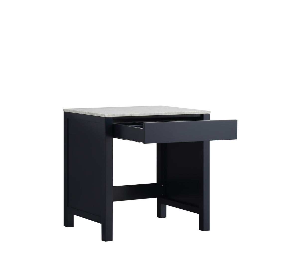 Jacques 30" Single Make-Up Table in Navy Blue, White Carrera Marble Top