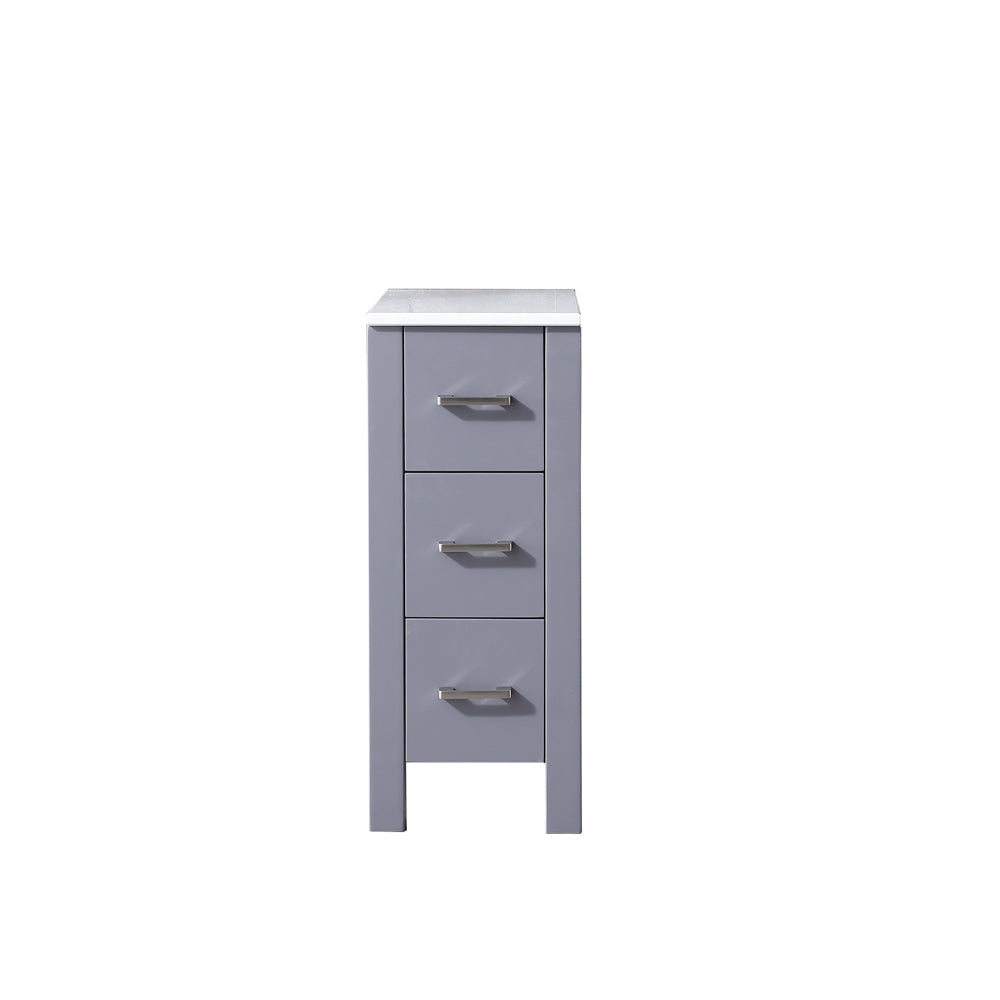 Volez 12" Side Cabinet in Dark Grey, Phoenix Stone Top Top