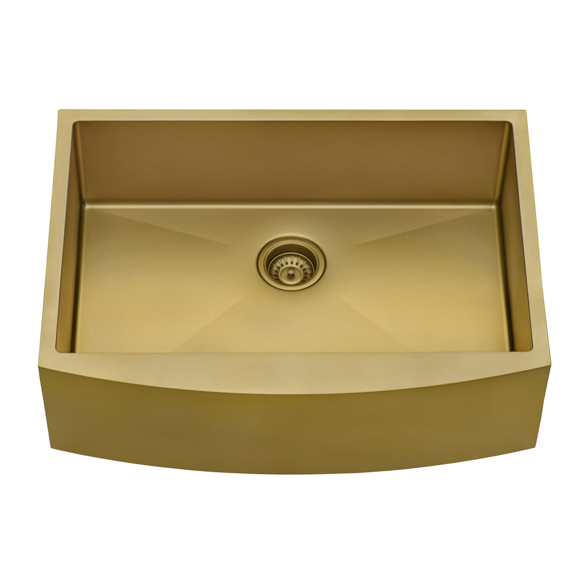 Ruvati Brass Tone 36-inch Apron-Front Matte Gold Stainless Steel Farmhouse Kitchen Sink – Single Bowl – RVH9880GG