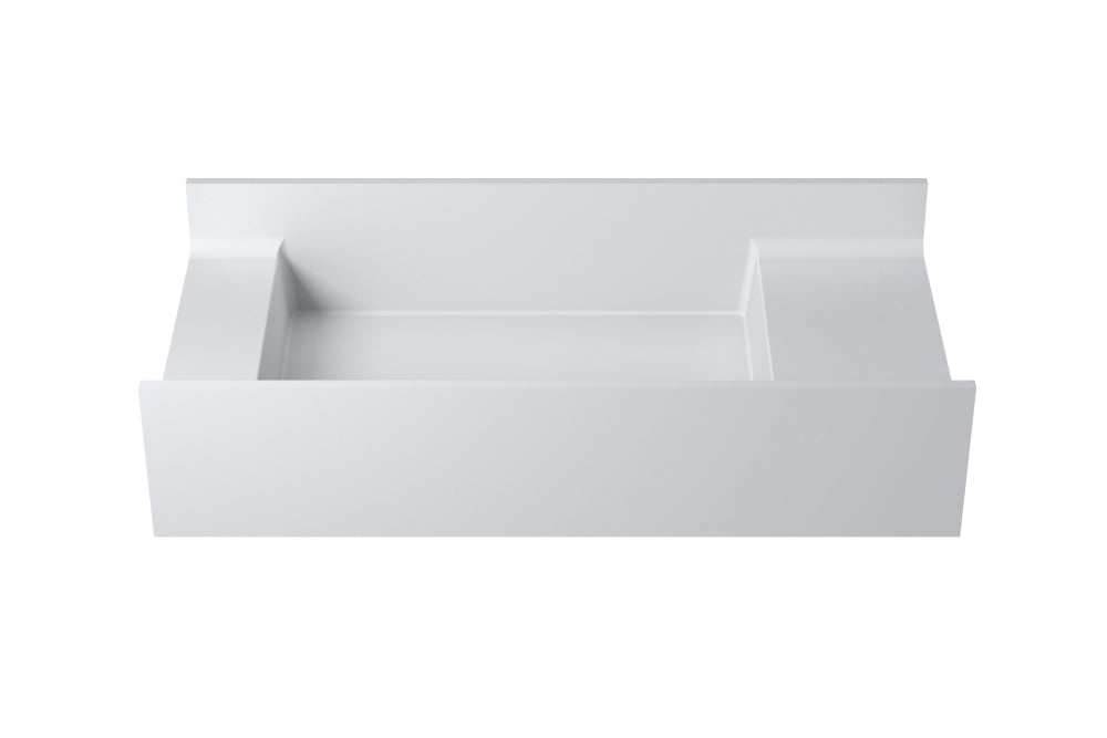 31"POLYSTONE RECTANGULAR WALL MOUNTED SINK ONLY IN MATTE WHITE FINISH-NO FAUCET