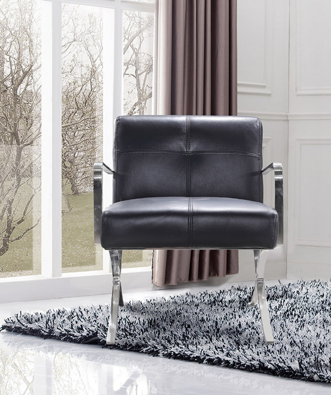 Divani Casa Delano Modern Black Leather Lounge Chair