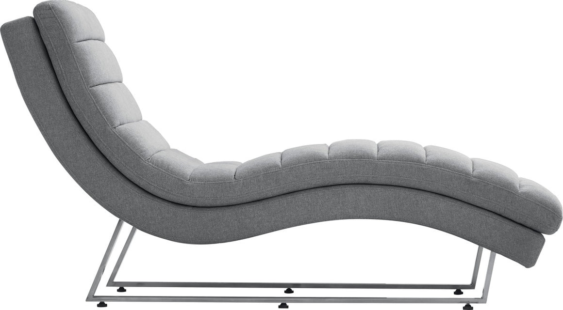 Divani Casa Auburn Modern Contemporary Plush Grey Fabric Lounge Chaise