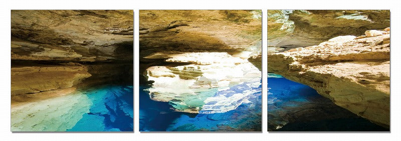 Modrest Blue Grotto 3-Panel Photo On Canvas