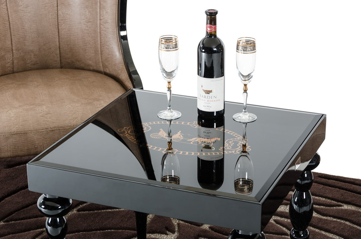 A&X Saure Transitional Black Gloss End Table