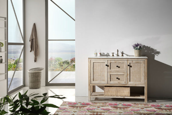 48 Bozeman Rustic Bathroom Vanity in Natural with Calacatta Quartz To -  HouseTie