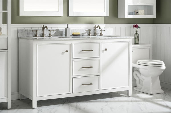 60 Bainbridge Vanity with Double Sinks and Carrara Marble Top in Blue -  HouseTie