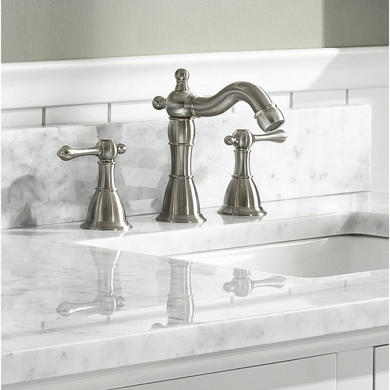 Brushed Nickel Widespread Bathroom Faucet with Drain Assembly