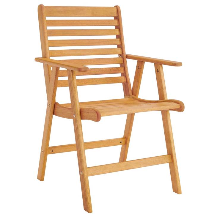 Hatteras Outdoor Patio Eucalyptus Wood Dining Armchair in Natural