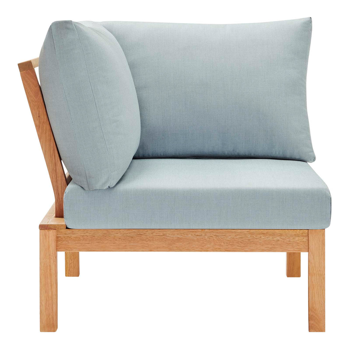 Freeport Karri Wood Sectional Sofa Outdoor Patio Corner Chair Natural Light Blue