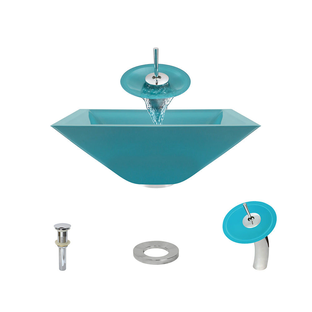 P306 Turquoise-C Bathroom Waterfall Faucet Ensemble