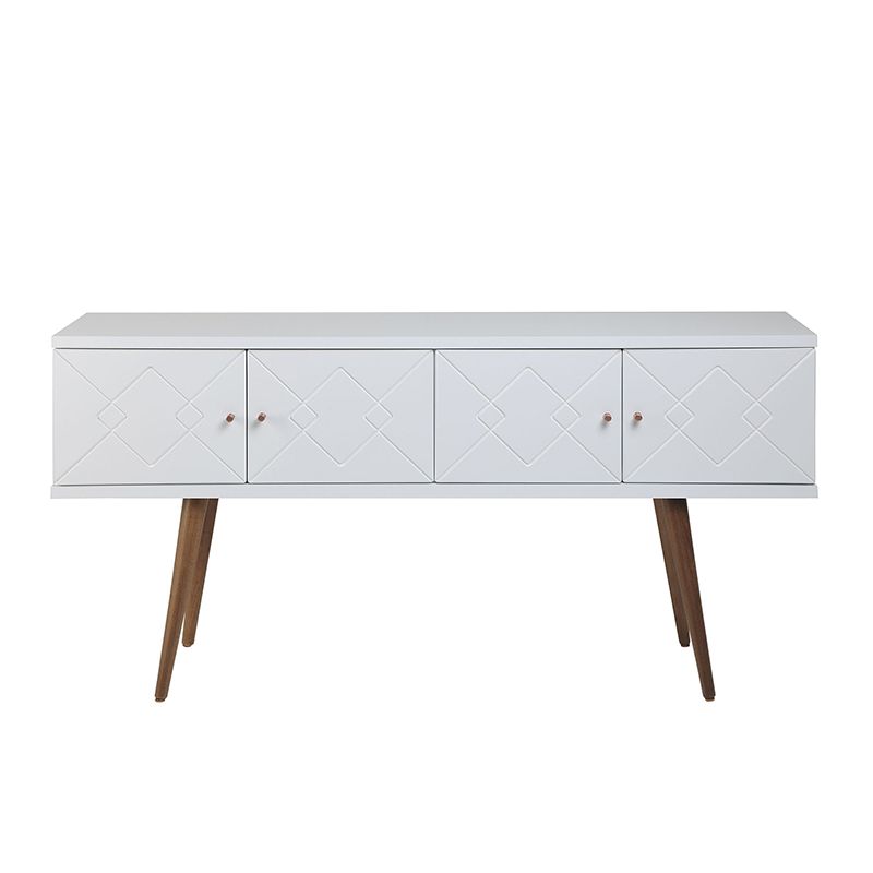 Trinity 59.84" Mid- Century Modern Sideboard with Solid Wood Legs in White Gloss