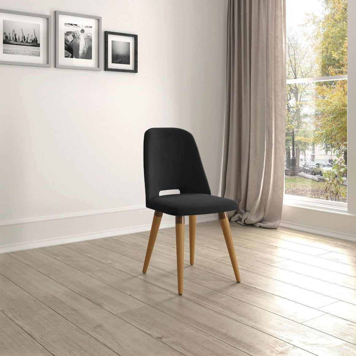 Selina Velvet Accent Chair in Black