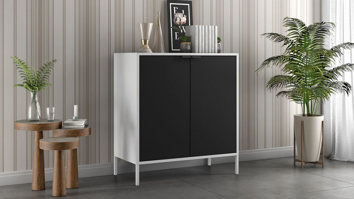 Smart Double Wide 29.92" High Cabinet in White and Black
