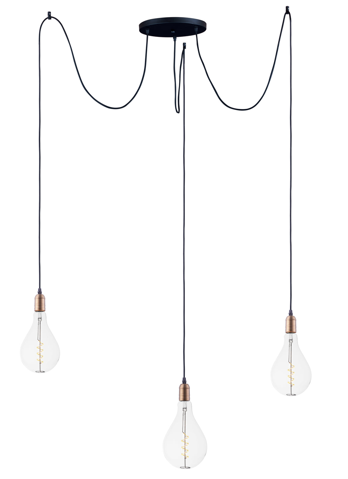 Early Electric 3-Light Pendant with A50 LED Bulbs