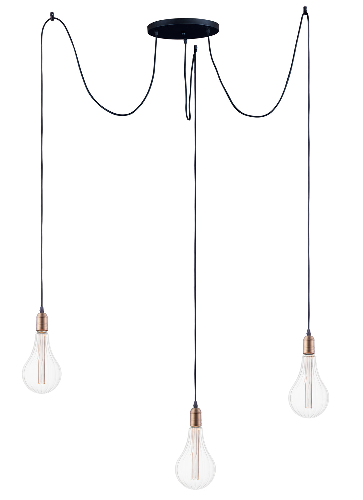 Early Electric 3-Light Pendant with A52 LED Bulbs
