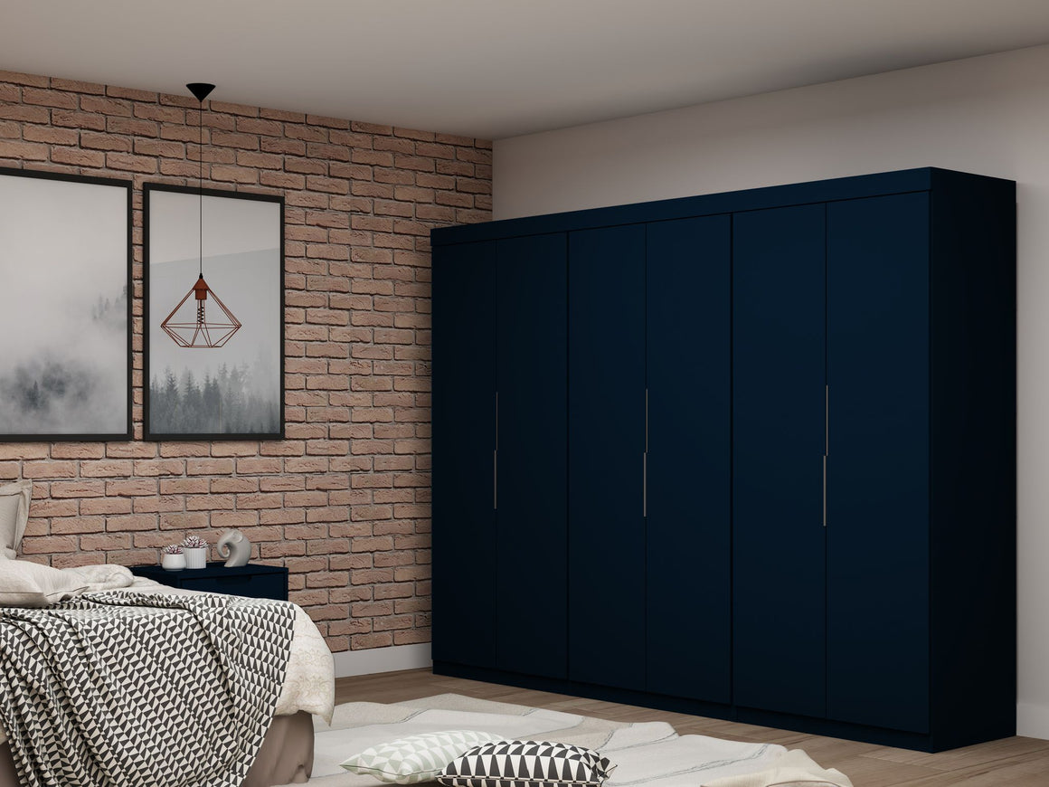 Mulberry 2.0 Modern 3 Sectional Wardrobe Closet with 6 Drawers - Set of 3 in Tatiana Midnight Blue