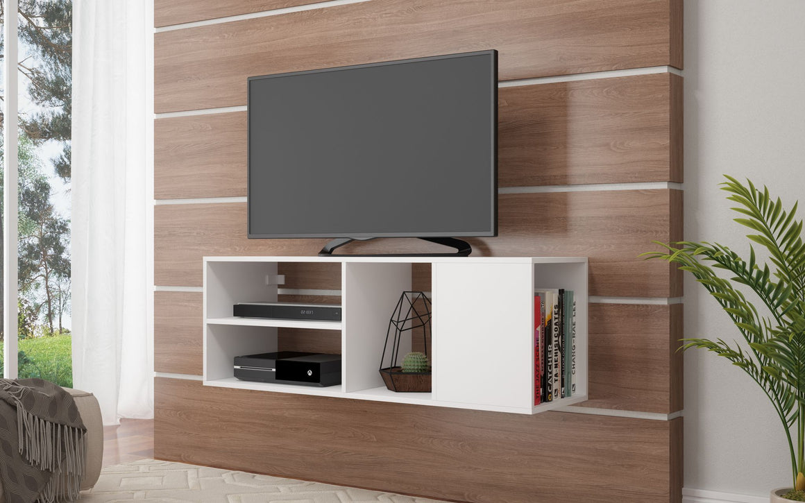 Minetta 46" Floating TV Stand with 4 Shelves in White