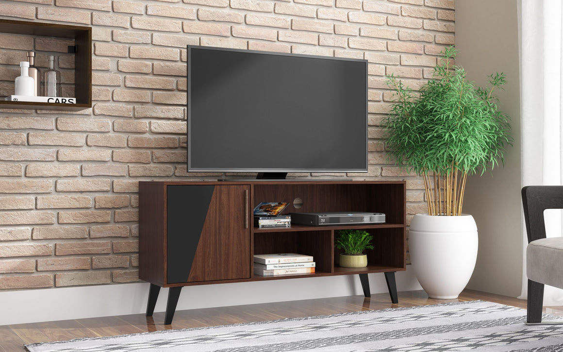 Hogan 53.14 TV Stand with 4 Shelves in Dark Brown