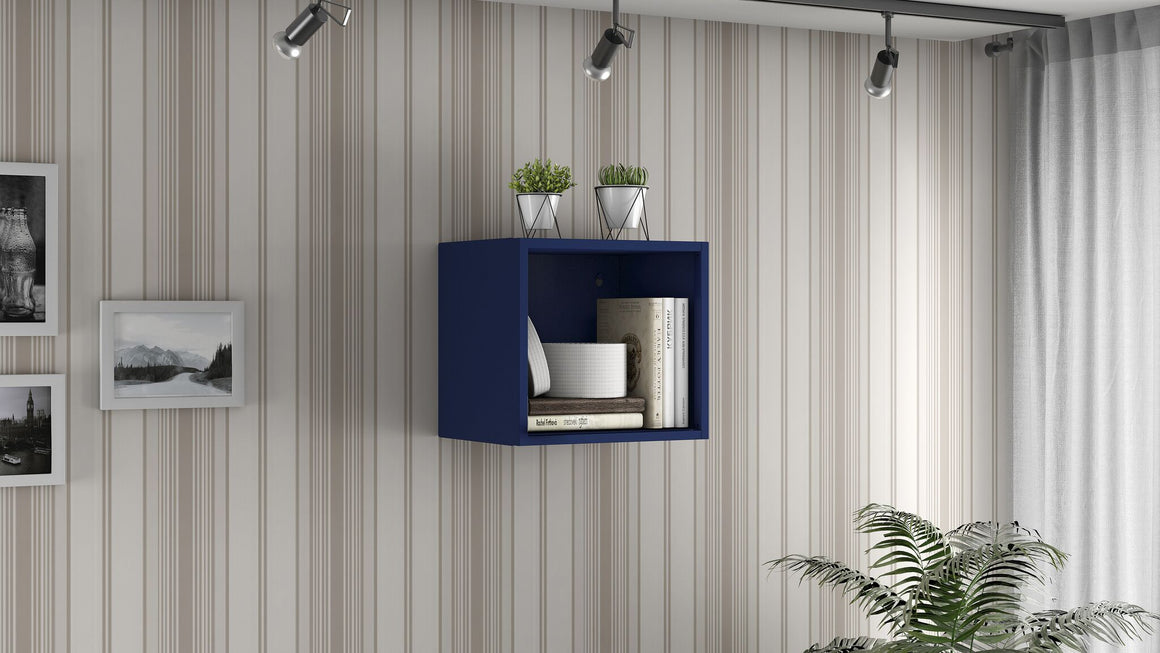Smart Floating Cube Display Shelf in Blue