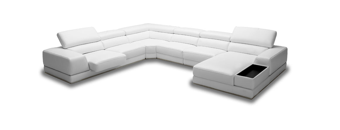 Divani Casa Chrysanthemum - Modern White Leather Sectional Sofa
