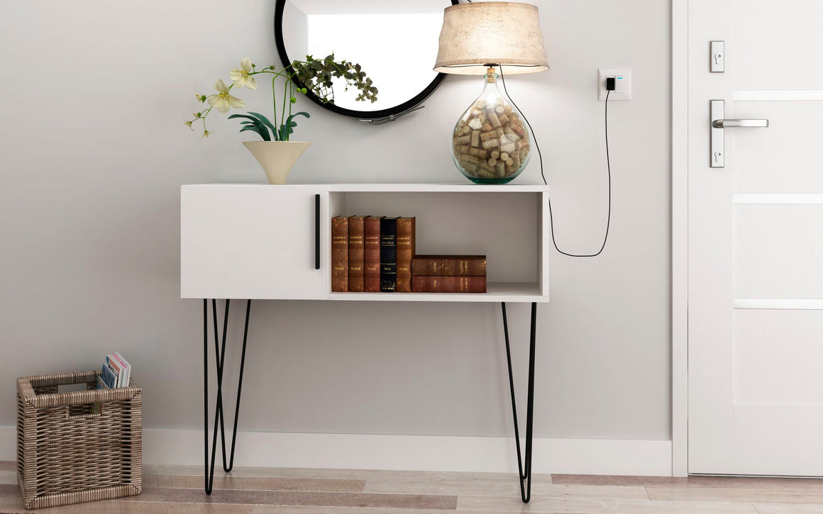 Mid-Century - Modern Nolita 35.43" Entryway with 3 Shelves in White