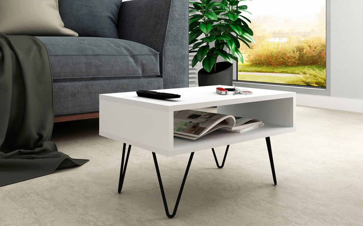 Mid-Century - Modern Nolita 21.06" Coffee Table with 1 Cubby in White