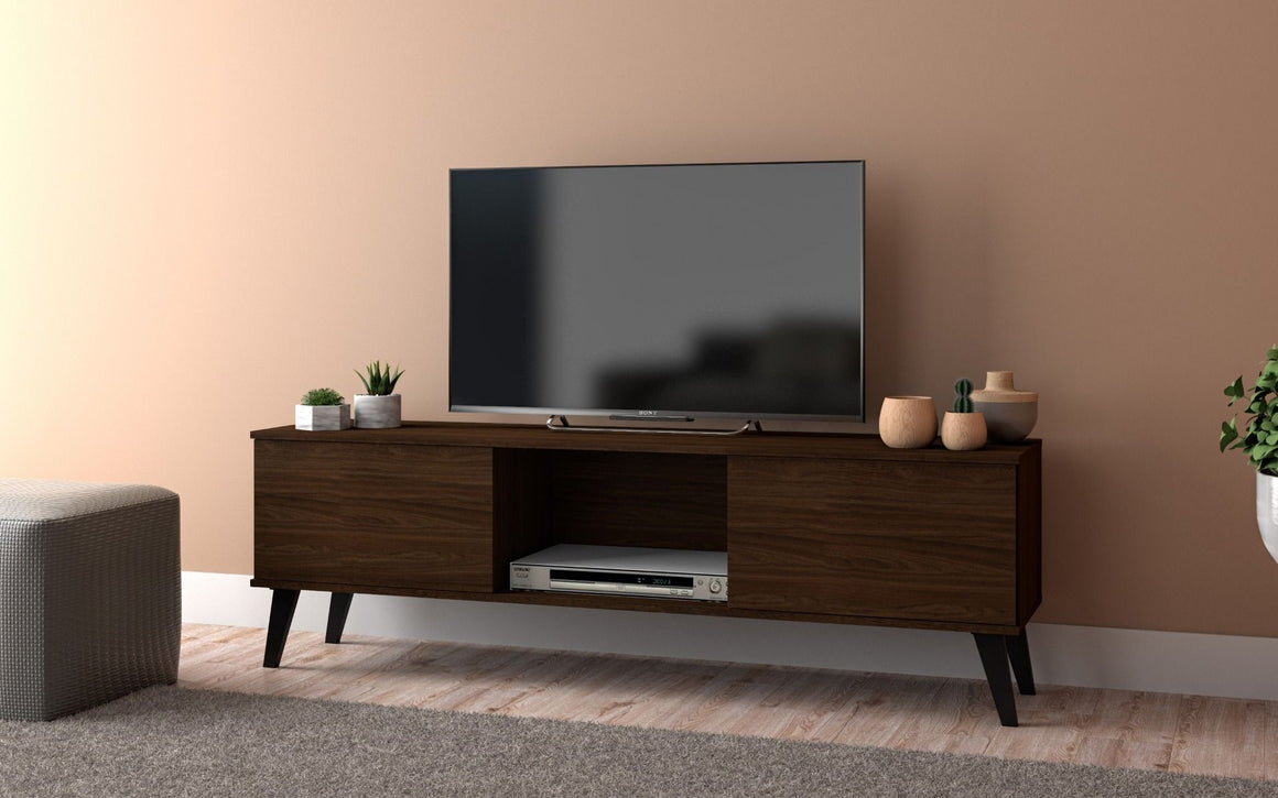 Doyers 53.15 Mid-Century Modern TV Stand in Nut Brown