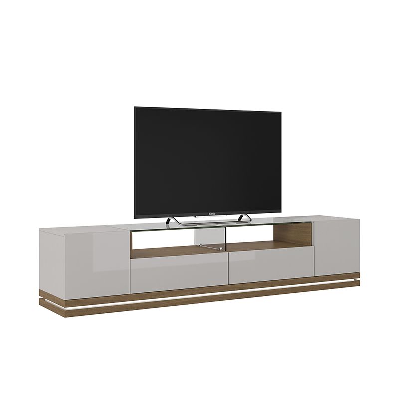 Vanderbilt TV Stand with LED Lights in Off White and Maple Cream
