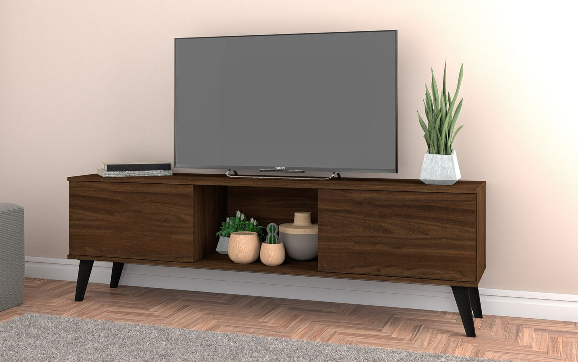 Doyers 62.20 Mid-Century Modern TV Stand in Nut Brown