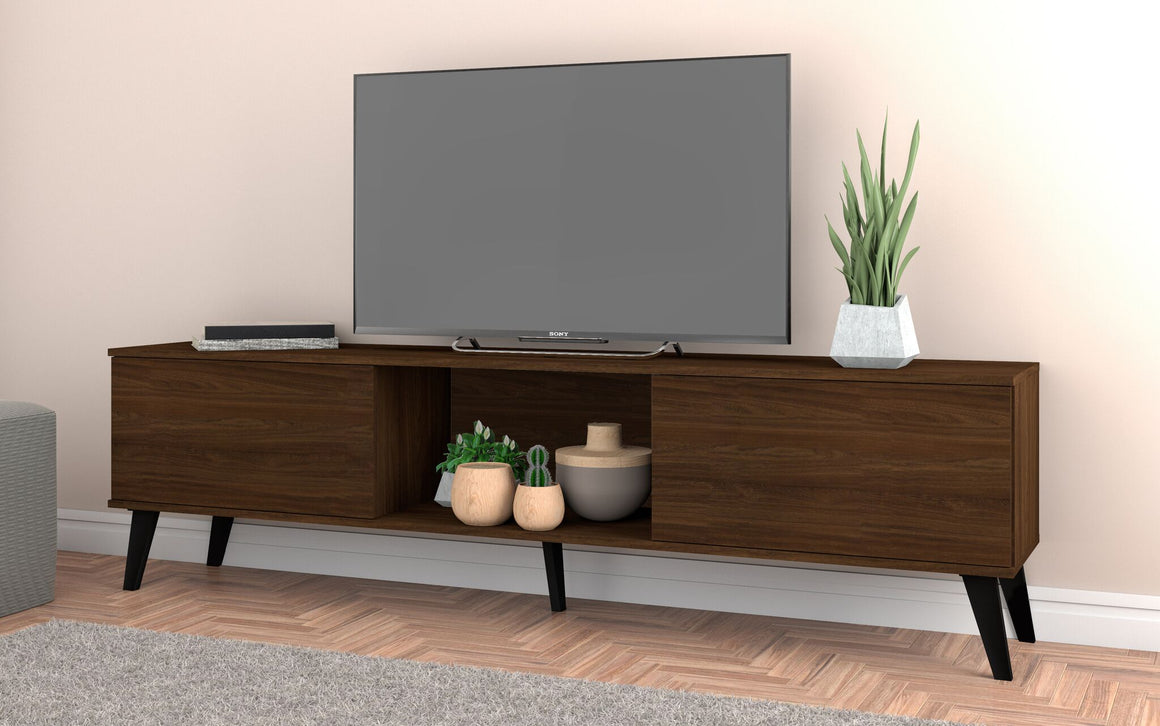 Doyers 70.87 Mid-Century Modern TV Stand in Nut Brown