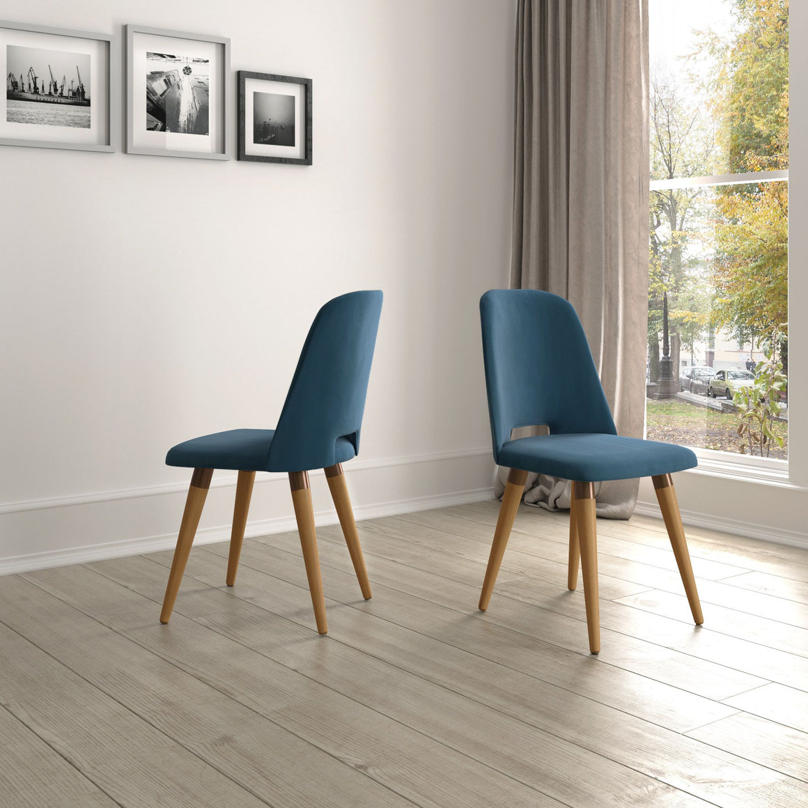 Selina Velvet Accent Chair in Blue - Set of 2
