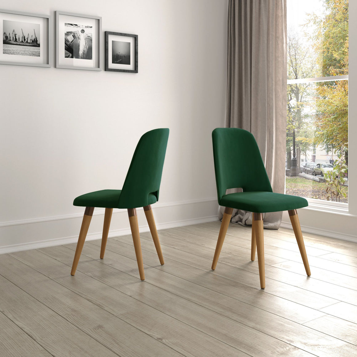 Selina Velvet Accent Chair in Green - Set of 2