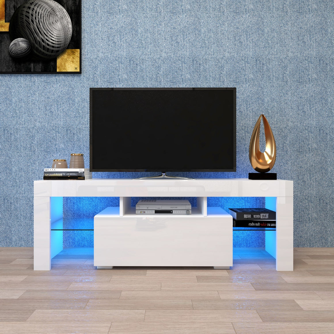 Fablise Entertainment Stand with LED Backlight and One Drawer