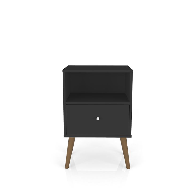Liberty Mid-Century - Modern Nightstand 1.0 with 1 Cubby Space and 1 Drawer in Black